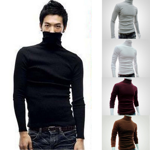 Winter High Neck Thick Warm Sweater Men Turtleneck Brand Mens Sweaters Slim Fit Pullover Men Knitwear Male Double collar ► Photo 1/6