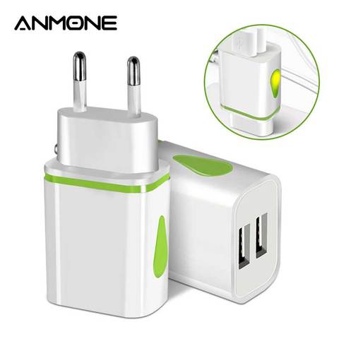 USB Charger Dual EU Wall Charger 2 port Fast Charging Portable Travel Moblie Phone Adapter LED EU Plug Charge For iPhone 11pro ► Photo 1/6