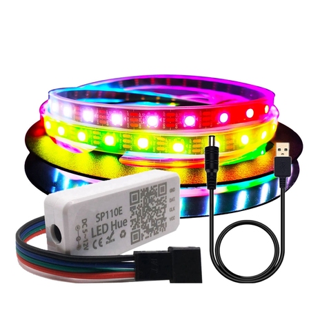 WS2812B IndividuaIIy AddressabIe Led Strip RGB WS2812 PixeI Light USB SP110 Bluetooth ControIIer Waterproof 30/60/144 pixeIDC5V ► Photo 1/6