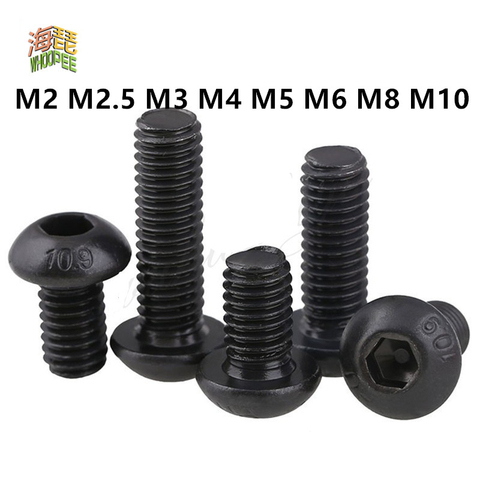 5-50pcs ISO7380 Hex Screw M2 M2.5 M3 M4 M5 M6 M8 M10 Black Button Head Hex Socket Cap Screw Hexagon Socket Round Head Screws ► Photo 1/2