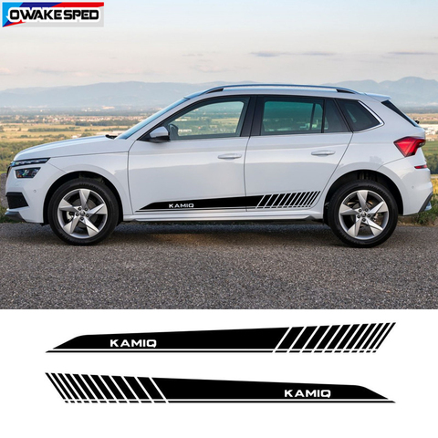 1 set Both Side Car Door Stickers For-Skoda KAMIQ Racing Sport Stripes Accessories Auto Body Door Side Skirt Vinyl Decals ► Photo 1/6