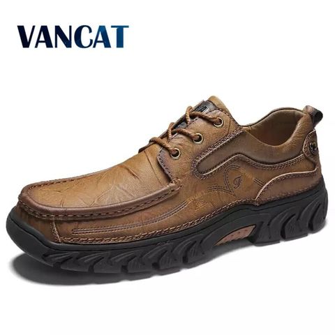 2022 New 100% Genuine Leather Men's shoes Comfortable Outdoor Casual Shoes High Quality Cow Leather Men Flats Plus Size 38-48 ► Photo 1/6