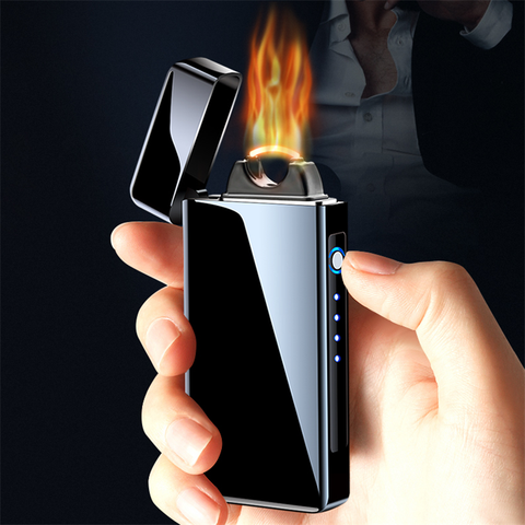 Electric Plasma Arc Flame Lighter USB Rechargeable Windproof Lighters With LED Power Display Candle Lighter Gadgets for Men ► Photo 1/6