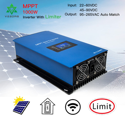 1000W Solar Inverter Grid Tie MPPT MIcro inversor Battery Discharge Power Mode with Internal Limiter Sensor 24 48 VDC 95-265VAC ► Photo 1/6