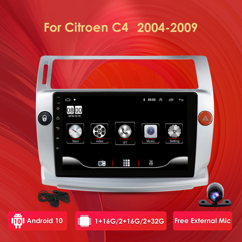 2G+32G Android 10 Car Radio for Citroen C4 C-Triomphe C-Quatre 2004-2009 car dvd player car accessory 4G multimedia autoradio pc ► Photo 1/6