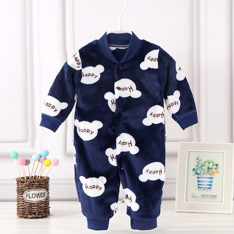 Baby Boys Girls Romper Flannel Long Sleeve  Cartoon keep warm Jumpsuit Infant Clothing winter Newborn Baby Clothes ► Photo 1/2