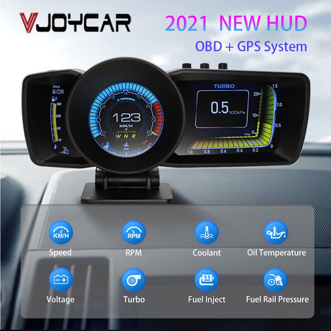 Vjoy Hawk 2.0 Car HUD Multi-Function Dashboard Head Up Display OBD2+GPS Smart Speedometer Auto Gauge Alarm System Turbo Boost ► Photo 1/6