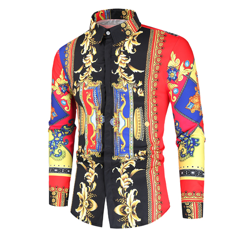 Men Black Baroque & Brand Name Print Shirt