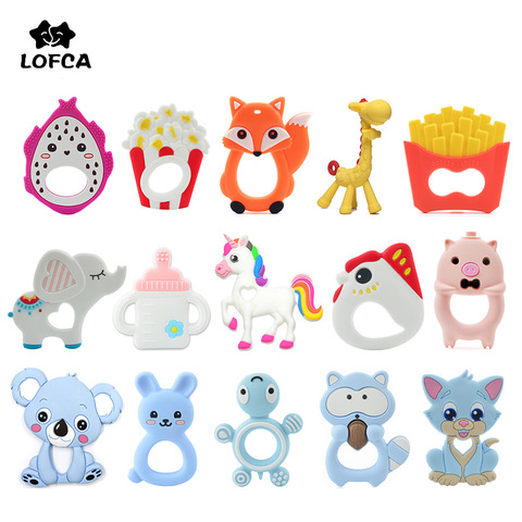 LOFCA 1PC Baby Teethers Cartoon Animal Baby Teething Toy Penguin Silicone Teether Unicorn Pendant Raccoon Necklace Accessories ► Photo 1/6