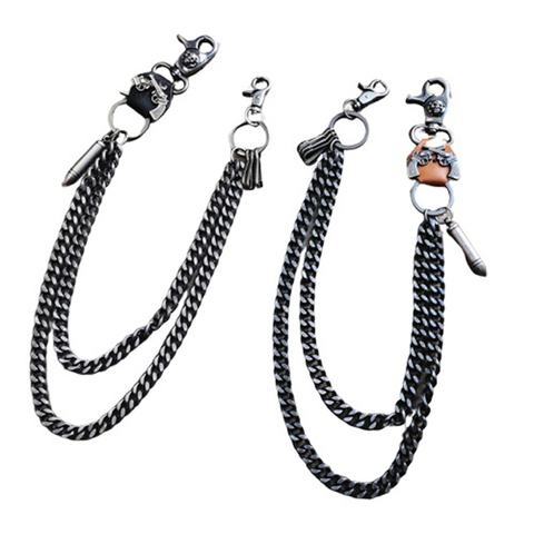 Biker Wallet Chains Charm Bicycle Belt Keychain Hip-hop Street Punk Alloy Plating Jeans Pant Black Chains ► Photo 1/6