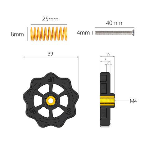 LERDGE 3D Printer Hotbed Parts M4 Nut+Spring+Screw Leveling Kit CR-10 Ender3 Twist Nuts Platform Screw Calibration Accessories ► Photo 1/5