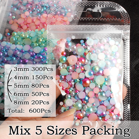 3mm 4mm 5mm 6mm 8mm Mix Color DIY Imitation Garment Beads Pearl ABS Half Round Beads Craft Scrapbook Beads ► Photo 1/6