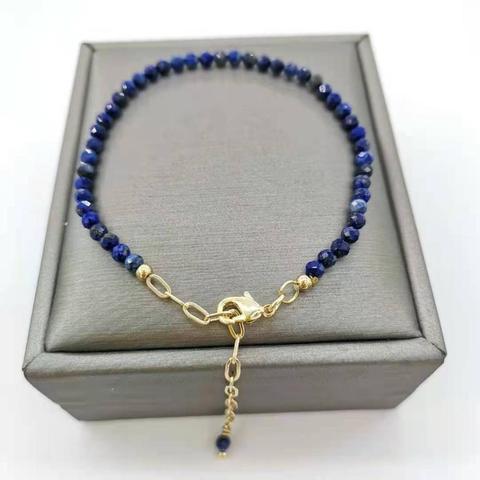 Faceted Lapis Lazuli Bracelet Delicate Adjustable 14K Gold Filled Chains Natural Stones Pulsera Mujer Unique Women BOHO Bracelet ► Photo 1/6