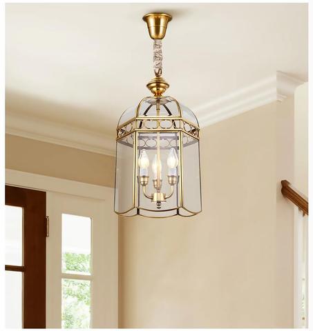 Modern Copper Pendant Lights D26cm Brass Pendant Lamp, 3Lights, Vintage 100% Copper Glass AC110V/220V Glass Shade Pendant Light ► Photo 1/6