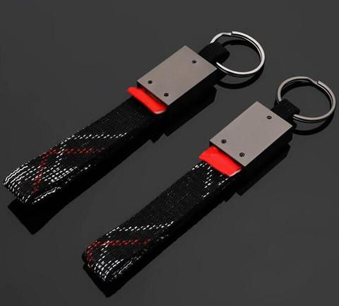 car logo styling Titanium Alloy+Fabric with Scottish Tartan Keychain Key Chain Keyring Key Ring Holder For audi GTI vw MK 2 3 4 ► Photo 1/2