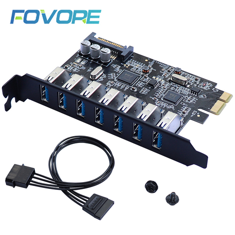 USB 3.0 PCI-E Expansion Card Adapter 7 Ports USB 3.0 Hub Adapter External Controller PCI-E Extender PCI Express Card for Desktop ► Photo 1/6