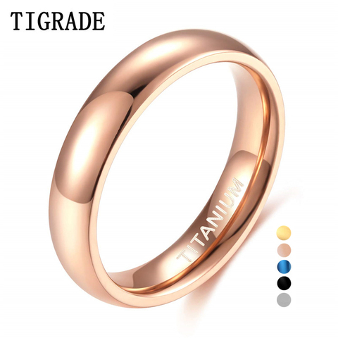 Tigrade Rose Gold Ring for Women 4mm Wedding Band for Female Titanium Unisex Classic Ring Men 5 Colors Provide Size 3.5-14.5 ► Photo 1/6
