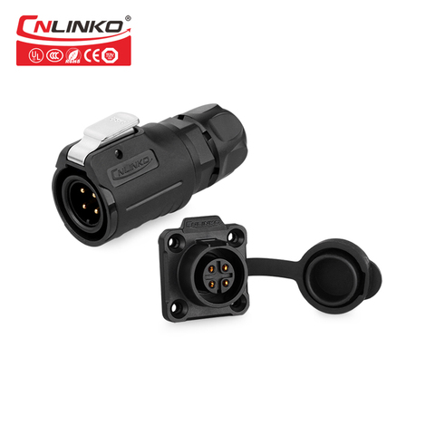 CNLINKO 4 Pin IP67 Waterproof Sealed Circular Electrical Power Plugs and Sockets 12V DC Panel Mount PBT Plastic Cable Connector ► Photo 1/6