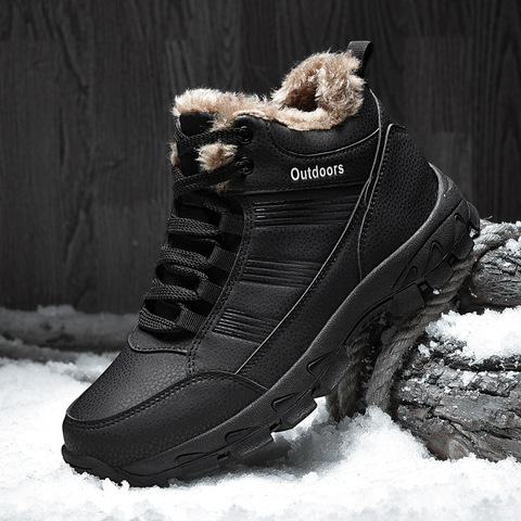 Men ankle Snow Boots Winter Fur Warm Leather Outdoor Walking Mountain Climbing waterproof Free Shipping Large Size shoes789 ► Photo 1/6