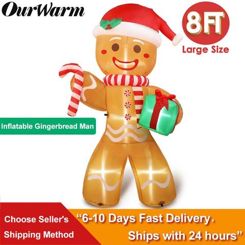 OurWarm Inflatable Gingerbread Man Night Light Figure Outdoor Garden Toys New Year 2022 8FT Christmas Party Decorations for Home ► Photo 1/6