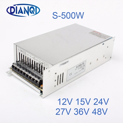 DIANQI 48V Switching Power Supply 500w 5V 12V 15V ac to dc converter ac dc transform for LED strip 24V 27V 36V S-500 adjustable ► Photo 1/6