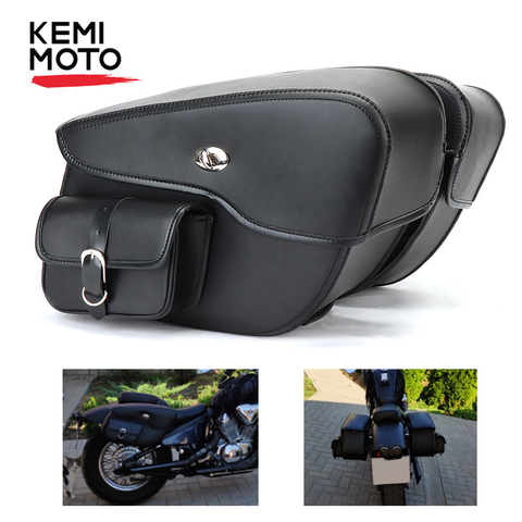 Waterproof Cruiser Motorcycle Saddlebag Leather Side Luggage Bag For Touring For Boulevard C50t For Sportster XL883 XL1200 ► Photo 1/6