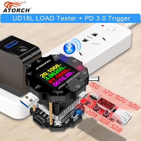 18650 capacity battery tester electronic load monitor indicator discharge charge usb meter DC QC PD power supply checker For app ► Photo 1/6