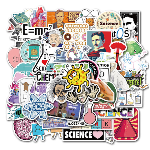 50PCS Chemical Experiments Equation Brain Science Laboratory Stickers For Laptop Skateboard Luggage Car Styling Doodle Decals ► Photo 1/5