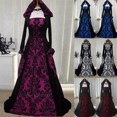 Halloween Cosplay Costume for Women Vintage Medieval Princess Cosplay Costume European Victorian Court Retro Fancy Hooded Dress ► Photo 1/6