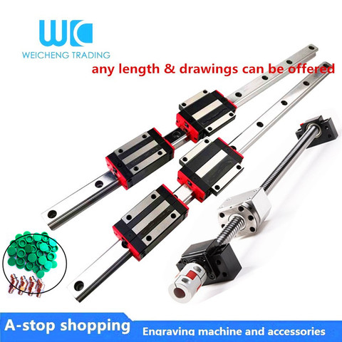 linear guide rails HGR15+hgh15ca+ballscrews SFU1605 any length+nut housing ballscrew end support BKBF12+couplers for CNC PARTS ► Photo 1/1