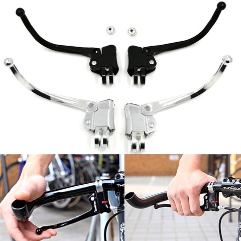 Bicycle Brake Lever DC139 Road Handlebar Bent Bar Brake Lever Black/Silver City Retro Bicycle Fixed Gear Bike Brake Handle Part ► Photo 1/6