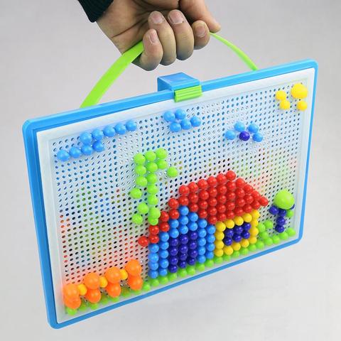 296Pcs Colorful Kids DIY Assembly Mosaic Picture Puzzle Toy Pegboard Mushroom Nails Kids Educational Toy for Hands-on Ability ► Photo 1/6