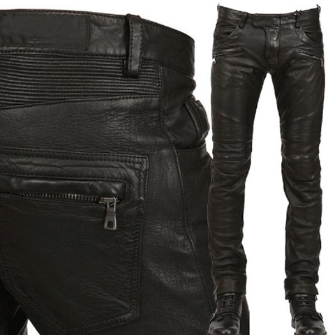 Leather Trousers Men Motorcycle Black Mens Pants Fashion PU Leather Riding Waterproof Motor Biker Male Street Pants Plus Size ► Photo 1/6