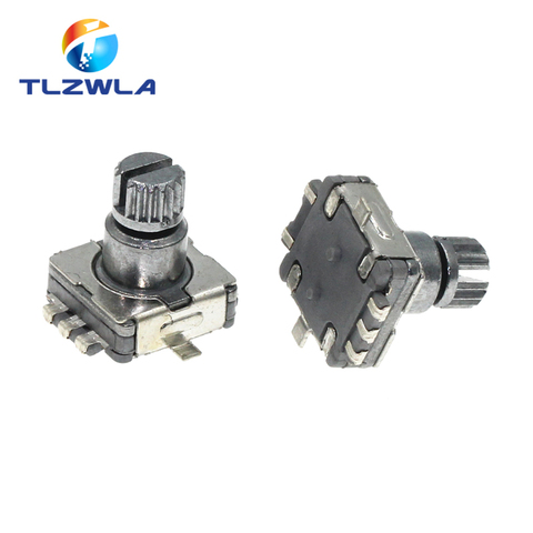 5PCS Rotary Encoder Switch EC11 With Push Switch 5Pin SMD Type Handle Length 10MM Plum Shaft ► Photo 1/4