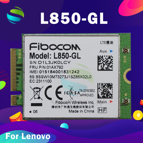 4G LTE wireless module WWAN Card for Thinkpad X280 X380 yoga X1 carbon 6th x1 yoga 3rd T480 T480S T580 L850-GL 01AX792 ► Photo 1/1