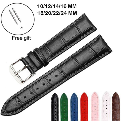 Animal Skin Watch Strap 10mm 12mm 14mm 16mm 18mm 20mm 22m 24mm Genuine Leather Band Accessories Brown Black Dark Blue Red ► Photo 1/6
