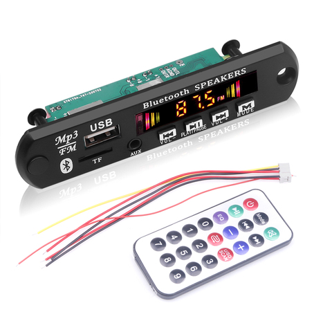 Wireless Bluetooth 5.0 Handsfree MP3 WMA Decoder Board 5V 12V Car Audio USB TF FM Radio Module MP3 Player With Remote Control ► Photo 1/6