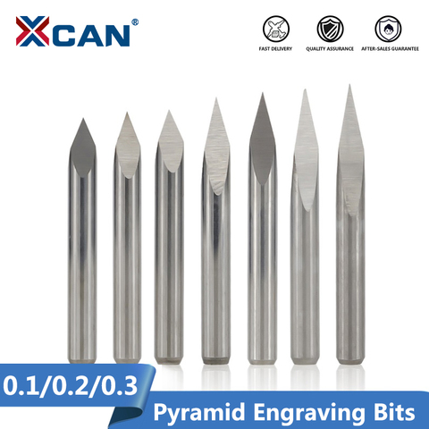 XCAN 3 Edge Pyramid Engraving Bits 10pcs 20/30/40/45/60/90 Degrees Tip 0.1-0.3mm 3.175mm Shank CNC 3D Milling Cutter ► Photo 1/6
