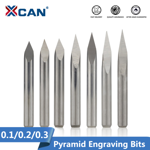 XCAN 3 Edge Pyramid Engraving Bits 10pcs 20/30/40/45/60/90 Degrees Tip 0.1-0.3mm 3.175mm Shank CNC 3D Milling Cutter ► Photo 1/6