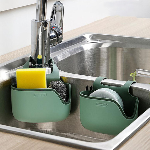 Kitchen Soap Sponge Drainer Rack Sink Storage Bakset Adjustable Faucet Holder Saddle Kitchen Bathroon Sink Organizer ► Photo 1/6