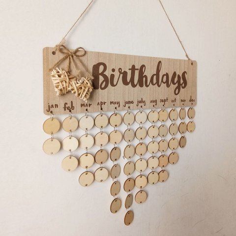 Wooden Calendar Birthday Party Home Decoration Pendant Craft Wall Hanging Decor