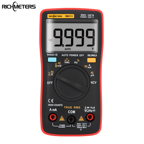 RM111 NCV True-RMS Digital Multimeter Auto Range 9999 counts 100M Ohm Temperature Back light AC/DC Voltage Ammeter Current Meter ► Photo 1/4