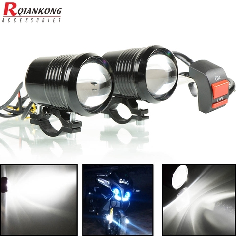 2PCS Motorcycle Headlight U2 High Low Flash LED Driving Spot Head Bulb Light Black Auxiliary Lamp 1200LM 30W 12V Motocross parts ► Photo 1/6