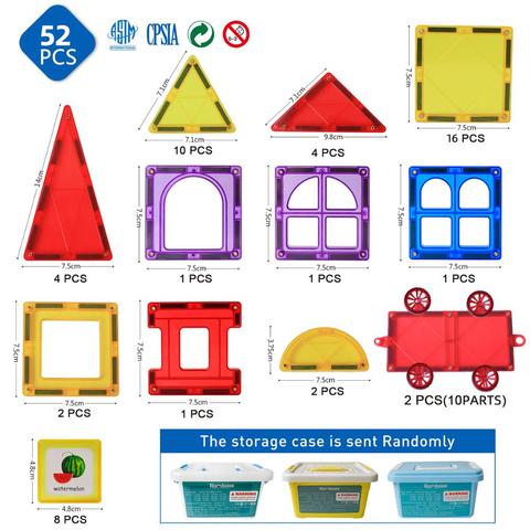 Romboss Big Size 52 PCS Magnetic Construction Building Blocks Sets Educational Toys Magnetic Tiles  for Kids XMAS Gifts ► Photo 1/6