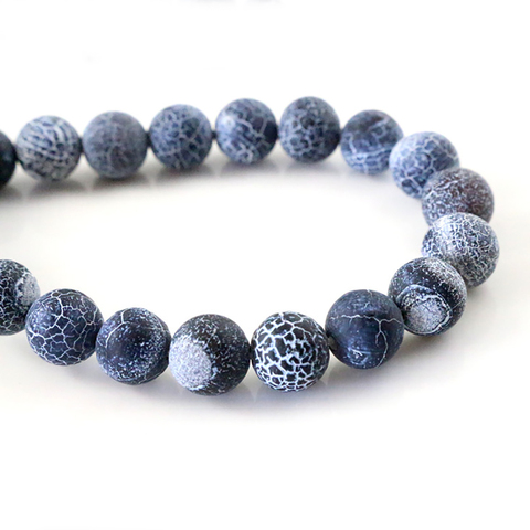 4mm 6mm 8mm 10mm Natural Volcanic Stone Navy white Stone Round beads For jewelry making Wholesale and Retail ► Photo 1/5