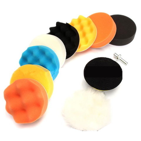 3inch Car Polishing Disc 11Pcs/Set Self-Adhesive   Buffing Waxing Sponge Wool Wheel Polishing Pad For Car Polisher Drill Adapter ► Photo 1/6