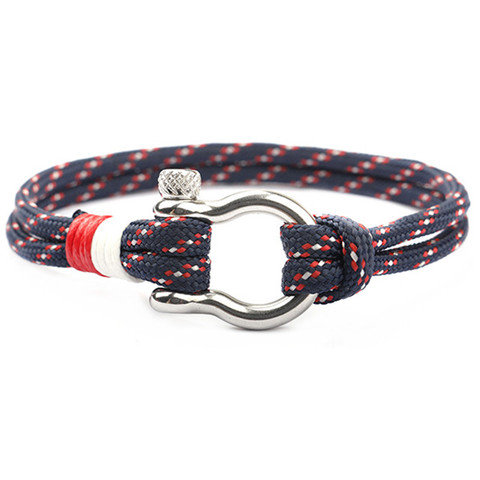 Fashion Charm Paracord Bracelet Navy Style Braided Rope Stainless Steel Buckles Survival Bracelets for Men Women Pulseras 6C0474 ► Photo 1/6
