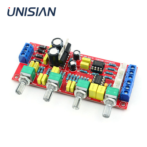 UNISIAN  NE5532 OP-AMP HIFI Preamplifier  Bass Treble Balance Volume Tone EQ Control Board For Amplifiers  DIY KIT Dual AC12V ► Photo 1/6