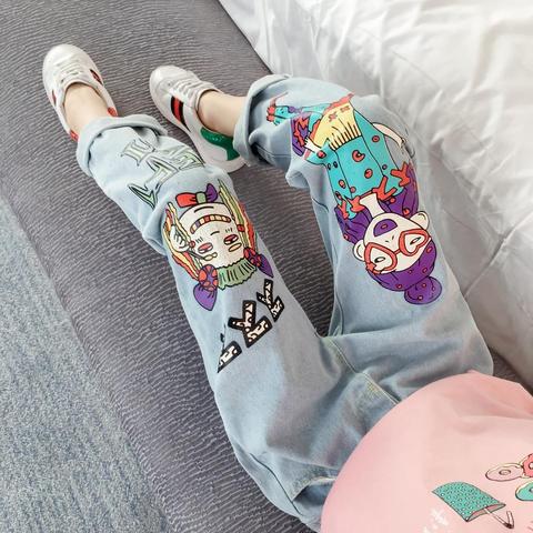 2022 New Arrival Girls' Jeans Cartoon Anime Beauty Hipster Children's Jeans Children's Clothing Teen Girls Jeans Kids 3-13 Years ► Photo 1/6