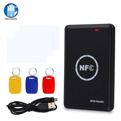 125KHz 13.56MHz RFID Copier Duplicator NFC Smart Card Reader Writer Encrypted Key fob Programmer USB UID ID IC T5577 EM4305 Card ► Photo 1/6